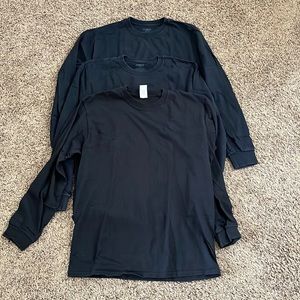 Set of Three Black Long Sleeve Tee - Mediums